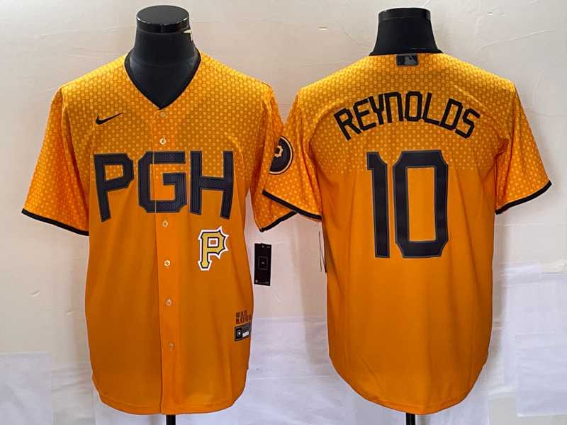 Men%27s Pittsburgh Pirates #10 Bryan Reynolds Gold 2023 City Connect Stitched Jersey->pittsburgh pirates->MLB Jersey